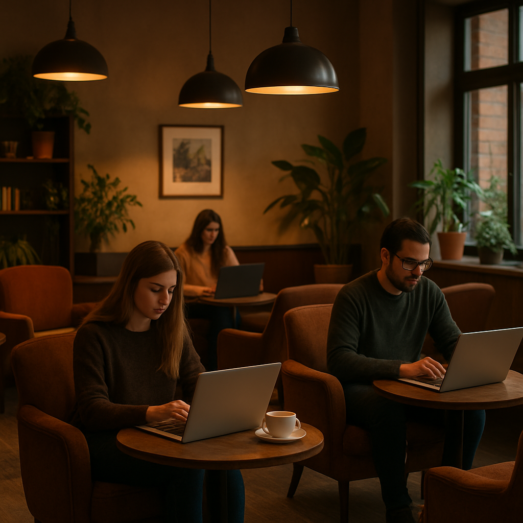 Cozy coffee shop seating area